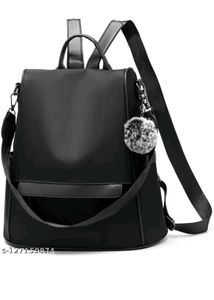 Stylish Black Backpack with Charm