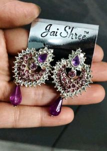 Stunning Purple &amp; Silver Dangle Earrings