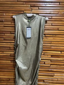 Shiny Ruched Midi Dress