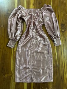 Satin Puff Sleeve Mini Dress