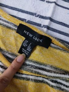 Yellow Striped Knot-Front Top