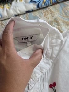 White Cherry Embroidered Shirt
