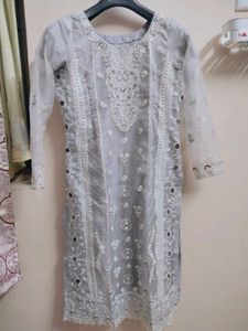 Grey Organza Kurta Set🤍