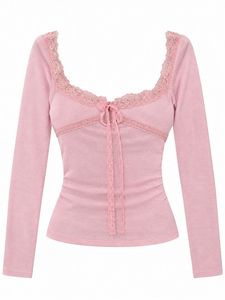 Cute Pink Lace Trim Top Newme