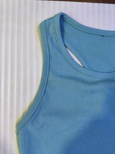 Blue Ribbed Tank Top