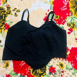 Black Corset Style Crop Top