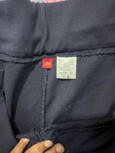Stylish Dark Blue Pants with Gold Zippers