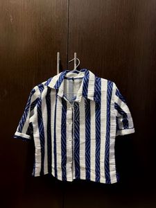 Striped Button-up Cropped Shirt