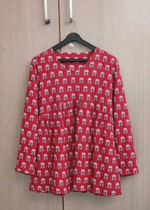 Red Printed Short Kurti – Size XL (New)