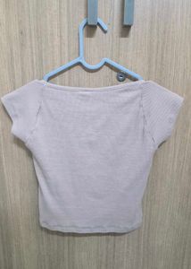 Beige Square Neck Crop Top