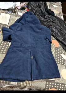 Stylish Blue Hooded Coat with sweater free