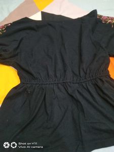 Embroidered Black Tunic Top