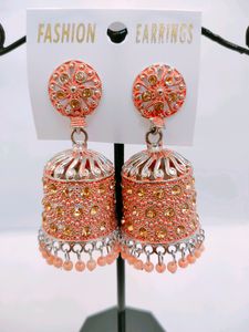 Peach colour Jhumki For Girls
