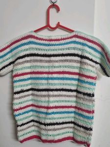 Striped Crochet Knit Top