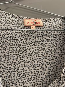Printed Ruffle Blouse-sheer