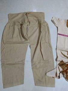 Beige Kurta with Pants Set