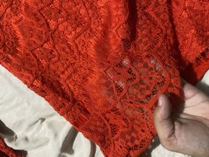 Orange Short Lace Mini Dress