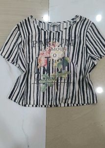 Striped Floral Print Top