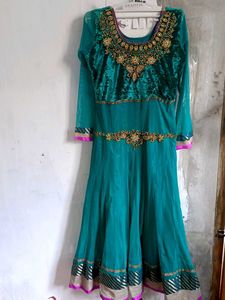 Green Embroidered Anarkali