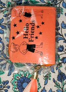 Brand new Cute Orange "Hello Friends" Wallet