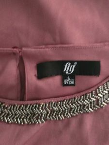 Elegant Pink Ethnic Gown with Embellished Neckline
