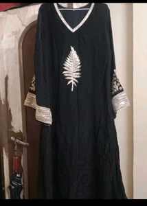 Elegant Black Kurta Set with Silver Embellishments