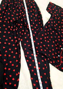 Cute Heart Print Pajama Set