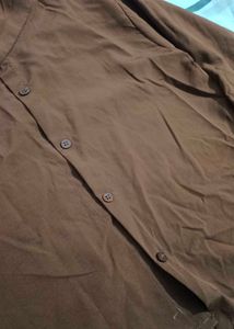 Brown Collared Full Sleeve Top