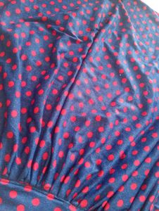 Cute Navy &amp; Red Polka Dot Skirt