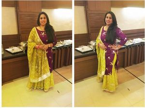 Elegant Purple chinoun kurta set with dupatta