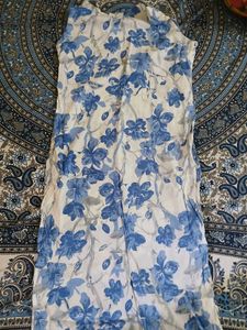 Blue Floral Print Dress Material