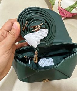 WESTSIDE Chic Green Handbag with Gold Accents