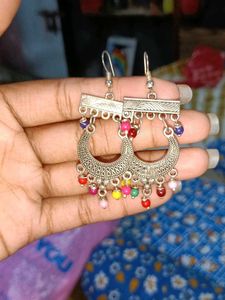 Boho Multicolor Bead Jhumka Earrings
