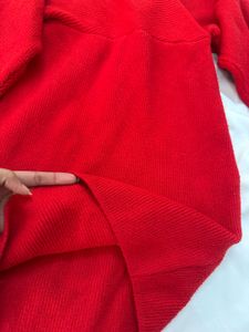 Red Long Sleeve heavy winter Mini Dress