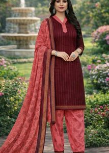 Elegant Striped dress material with Dupatta