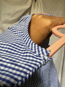 Korean Style Blue Gingham Cold Shoulder Dress