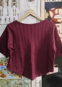 Maroon Textured Cropped Top