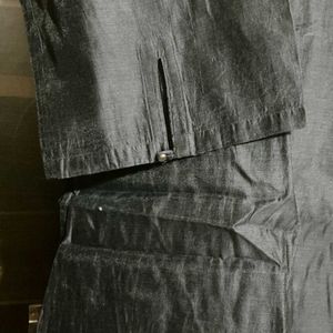 Elegant Black Kurta with Embellished Neckline
