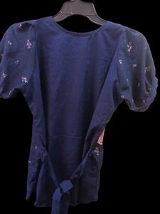Elegant Navy Floral Print Top