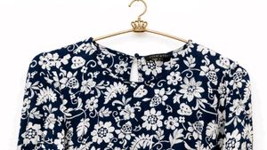 Navy Floral Print Midi Dress