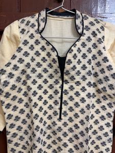 Elegant Cream Printed Kurta