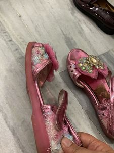Sparkling Pink Bow Sandals for Girls