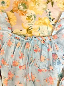 Blue Floral Puff Sleeve Top
