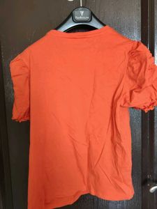 Chic Orange &amp; White Floral Tops Set