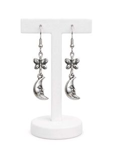 Charming Moon & Butterfly Dangle Earrings