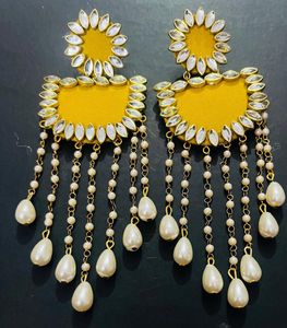 Fancy Party Wear Long Size Fabric Earrings