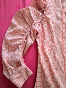 Pink Printed Puff Sleeve Top