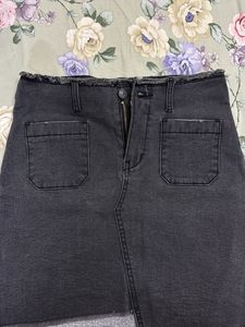 Charcoal Denim Skirt
