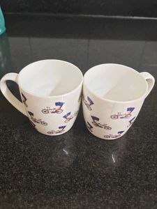 Cute Bicycle Print Coffee Mugs (Set of 2)