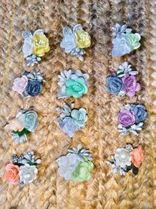 Sparkling Floral Hair Pins (Set of 12)